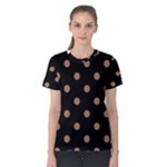 Polka Dots - French Beige on Black Women s Cotton Tee