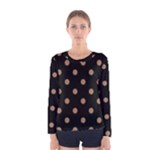 Polka Dots - French Beige on Black Women s Long Sleeve T-shirt