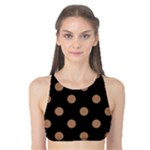Polka Dots - French Beige on Black Tank Bikini Top