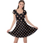 Polka Dots - French Beige on Black Cap Sleeve Dress