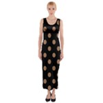 Polka Dots - French Beige on Black Fitted Maxi Dress