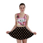 Polka Dots - French Beige on Black Mini Skirt
