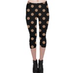Polka Dots - French Beige on Black Capri Leggings