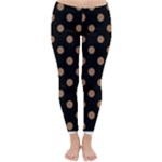 Polka Dots - French Beige on Black Winter Leggings