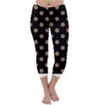 Polka Dots - French Beige on Black Capri Winter Leggings