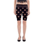 Polka Dots - French Beige on Black Yoga Cropped Leggings