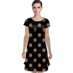 Polka Dots - French Beige on Black Cap Sleeve Nightdress
