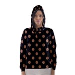 Polka Dots - French Beige on Black Hooded Wind Breaker (Women)