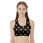 Polka Dots - French Beige on Black Women s Sports Bra with Border