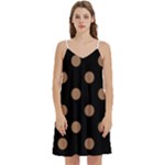 Polka Dots - French Beige on Black Women s Reversible Sports Bra with Border