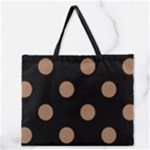 Polka Dots - French Beige on Black Zipper Large Tote Bag