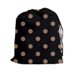 Polka Dots - French Beige on Black Drawstring Pouch (XXl)