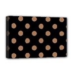 Polka Dots - French Beige on Black Deluxe Canvas 18  x 12  (Stretched)
