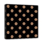 Polka Dots - French Beige on Black Mini Canvas 8  x 8  (Stretched)