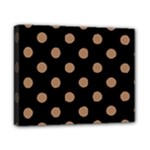 Polka Dots - French Beige on Black Canvas 10  x 8  (Stretched)