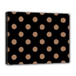 Polka Dots - French Beige on Black Canvas 14  x 11  (Stretched)
