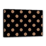 Polka Dots - French Beige on Black Canvas 18  x 12  (Stretched)