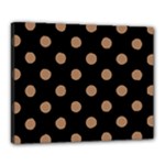 Polka Dots - French Beige on Black Canvas 20  x 16  (Stretched)