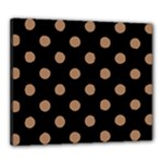 Polka Dots - French Beige on Black Canvas 24  x 20  (Stretched)