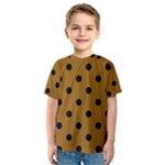 Polka Dots - Black on Golden Brown Kid s Sport Mesh Tee