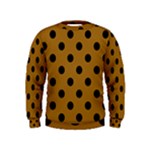 Polka Dots - Black on Golden Brown Kid s Sweatshirt