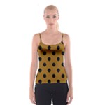 Polka Dots - Black on Golden Brown Spaghetti Strap Top