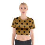 Polka Dots - Black on Golden Brown Cotton Crop Top