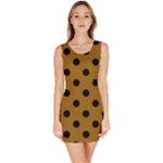 Polka Dots - Black on Golden Brown Bodycon Dress