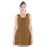 Polka Dots - Black on Golden Brown Scoop Neck Skater Dress