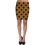 Polka Dots - Black on Golden Brown Bodycon Skirt