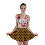 Polka Dots - Black on Golden Brown Mini Skirt