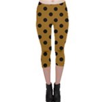 Polka Dots - Black on Golden Brown Capri Leggings