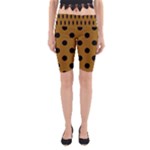 Polka Dots - Black on Golden Brown Yoga Cropped Leggings