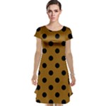 Polka Dots - Black on Golden Brown Cap Sleeve Nightdress