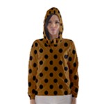 Polka Dots - Black on Golden Brown Hooded Wind Breaker (Women)