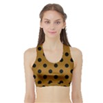 Polka Dots - Black on Golden Brown Women s Sports Bra with Border