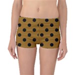 Polka Dots - Black on Golden Brown Boyleg Bikini Bottoms