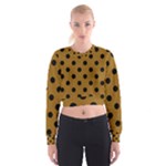 Polka Dots - Black on Golden Brown Women s Cropped Sweatshirt