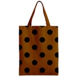 Polka Dots - Black on Golden Brown Zipper Classic Tote Bag