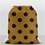 Polka Dots - Black on Golden Brown Drawstring Bag (Small)