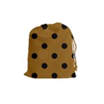 Polka Dots - Black on Golden Brown Drawstring Pouch (M)