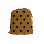 Polka Dots - Black on Golden Brown Drawstring Pouch (L)