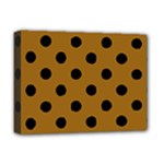 Polka Dots - Black on Golden Brown Deluxe Canvas 16  x 12  (Stretched)