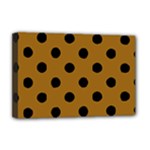 Polka Dots - Black on Golden Brown Deluxe Canvas 18  x 12  (Stretched)
