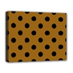 Polka Dots - Black on Golden Brown Deluxe Canvas 20  x 16  (Stretched)