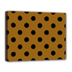 Polka Dots - Black on Golden Brown Canvas 14  x 11  (Stretched)