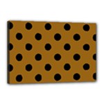 Polka Dots - Black on Golden Brown Canvas 18  x 12  (Stretched)