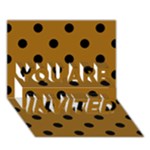 Polka Dots - Black on Golden Brown YOU ARE INVITED 3D Greeting Card (7x5)