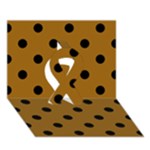 Polka Dots - Black on Golden Brown Ribbon 3D Greeting Card (7x5)