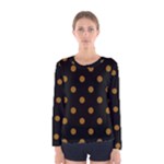 Polka Dots - Golden Brown on Black Women s Long Sleeve T-shirt
